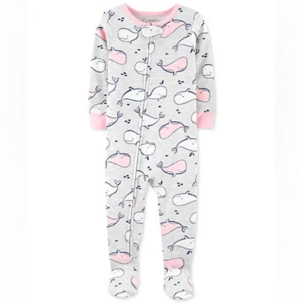 Carter's Baby Girls 1-Pc. Whale-Print Cotton Footed Pajamas Size 24M